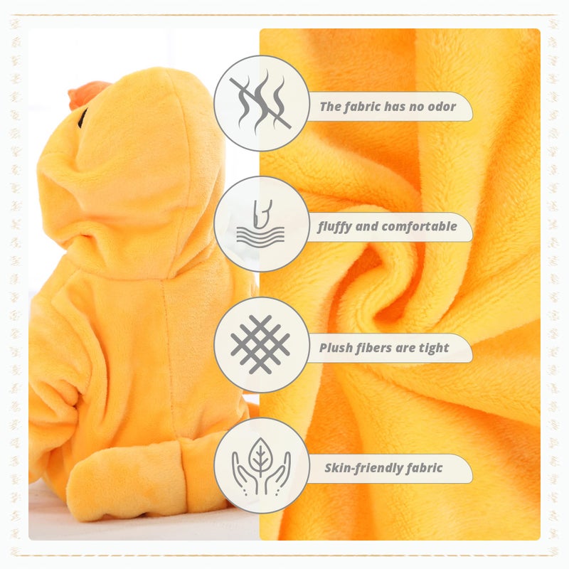 MICHLEY Unisex Baby Costume Winter and Autumn Flannel Romper for 6-12 Months, Animal Cosplay Jumpsuit Yellow Size 80 - Image 3